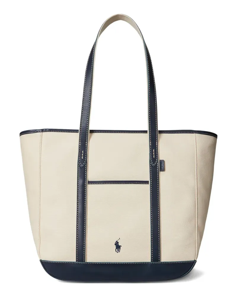Ralph Lauren Mittelgroße Canvas-Tote Bag mit Lederbesatz - Nude Nude