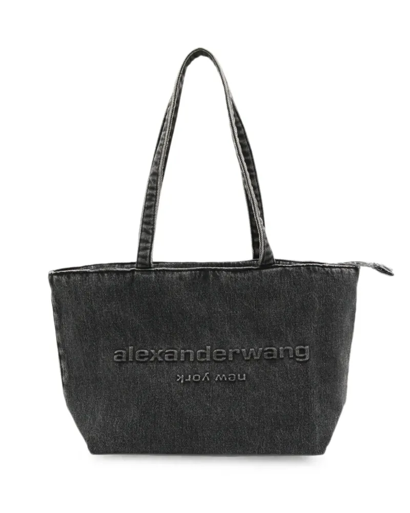 Alexander Wang logo-embossed denim tote bag - Grau Grau