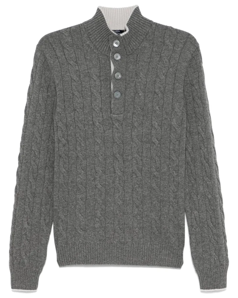BARBA Pullover mit Zopfmuster - Grau Grau