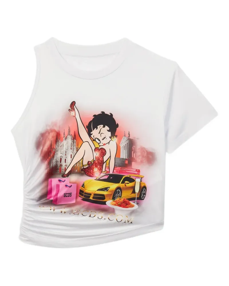 GCDS Betty Boop asymmetrical T-shirt - Weiß Weiß