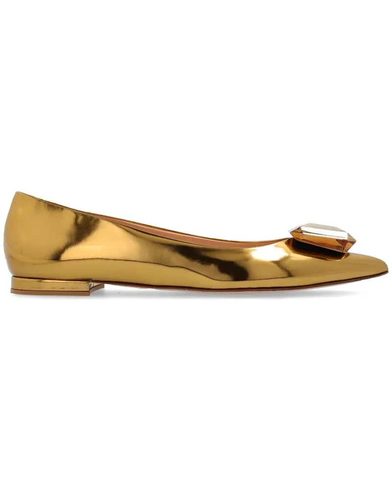 Gianvito Rossi Ballerinas mit Schmucksteinen 10mm - Gold Gold