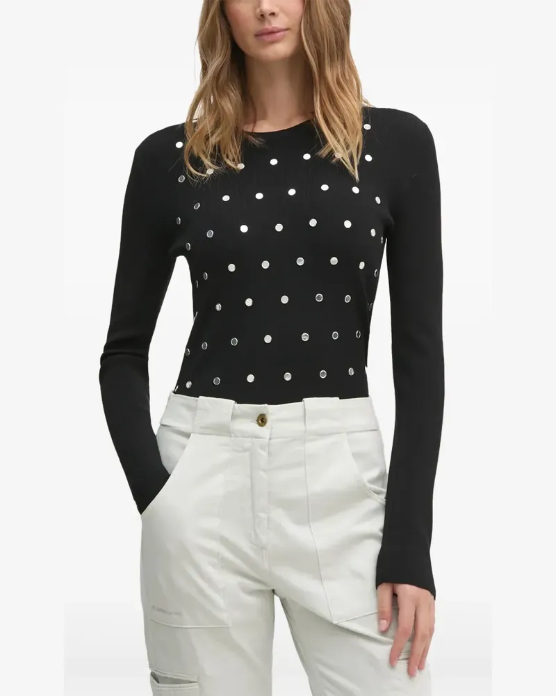 Sisley Verziertes Langarmshirt - Schwarz Schwarz