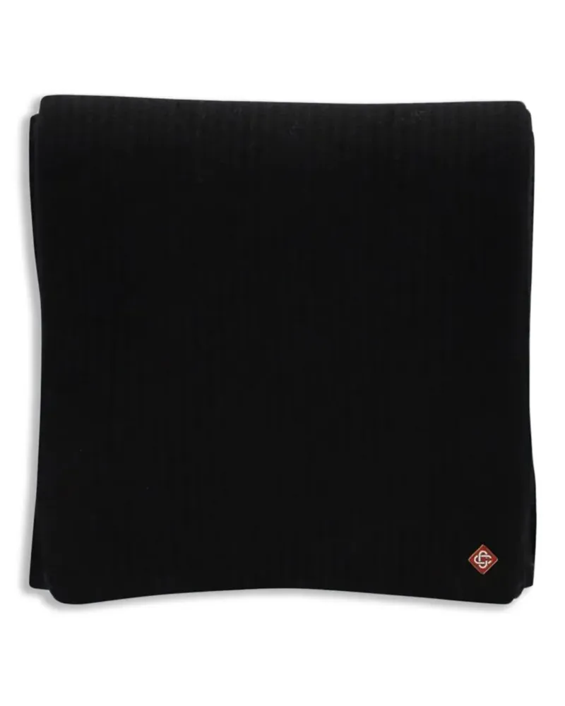 Casablanca Paris Gerippter Schal mit Logo - Schwarz Schwarz