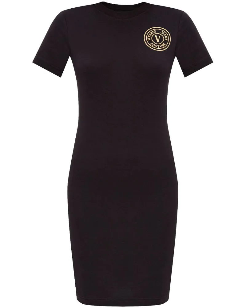 Versace Jeans Kleid mit V-Emblem - Schwarz Schwarz