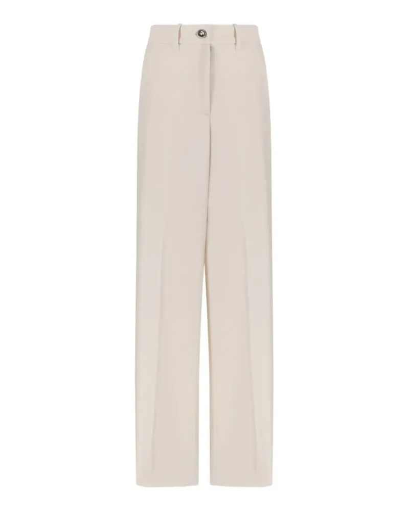 nine:inthe:morning logo-patch wide-leg trousers - Nude Nude