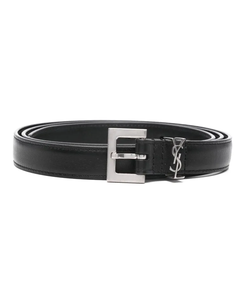 Saint Laurent Schmaler Cassandre Gürtel - Schwarz Schwarz