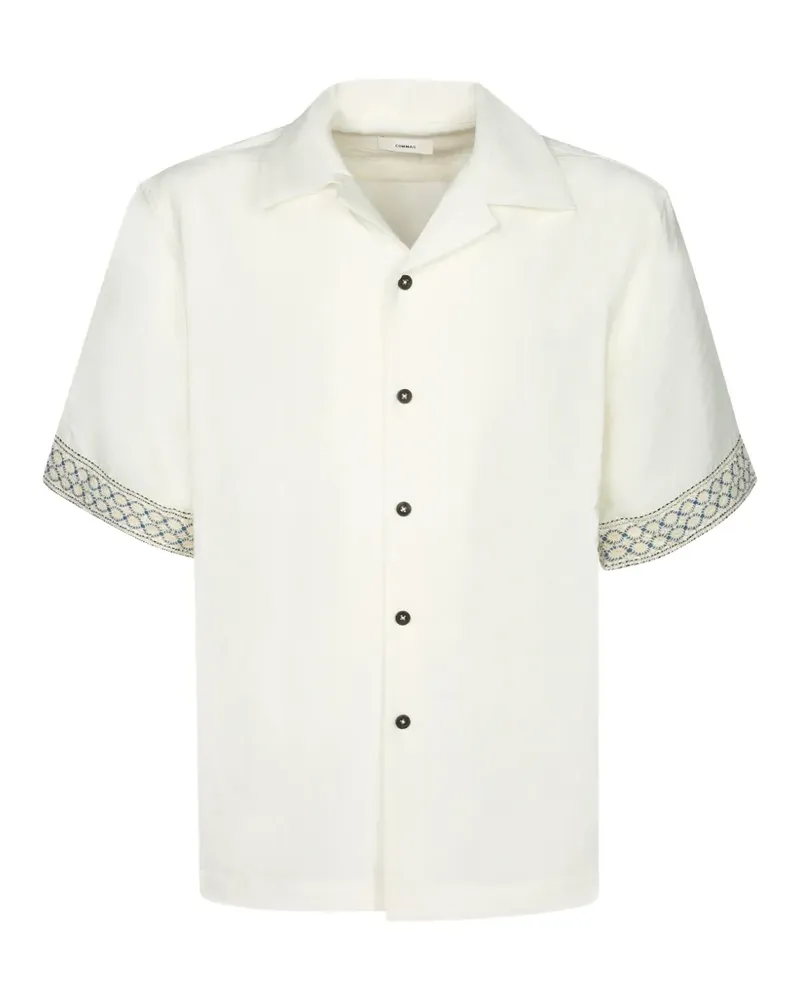 COMMAS embroidered-cuff short-sleeve shirt - Weiß Weiß
