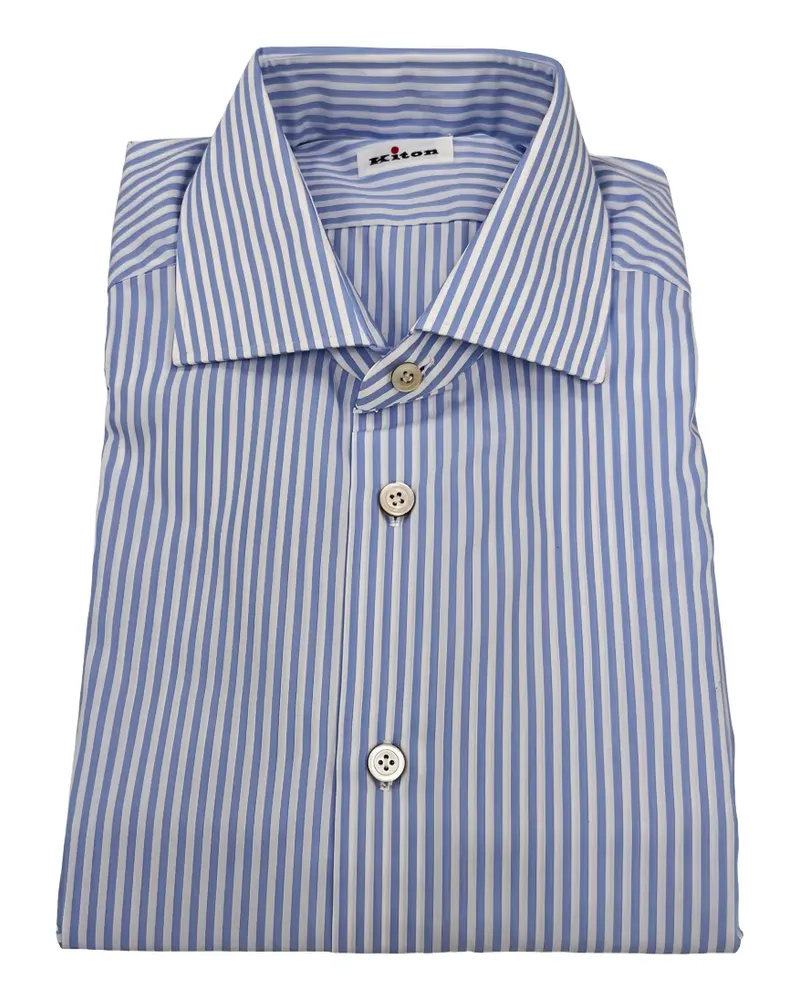 Kiton Gestreiftes Hemd - Weiß Weiß