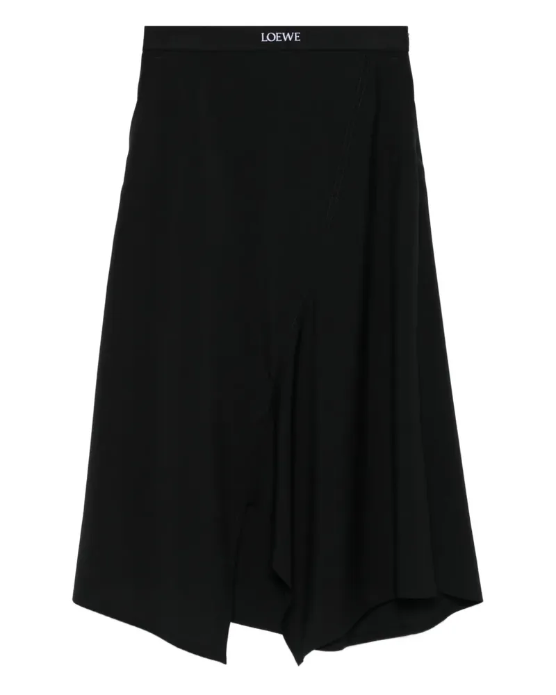 Loewe Asymmetrischer Midirock - Schwarz Schwarz