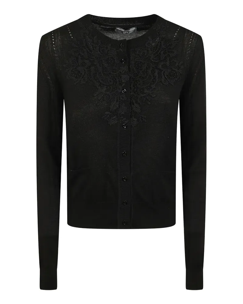 Ermanno Scervino Geknöpfter Cardigan mit Spitzenapplikation - Schwarz Schwarz