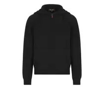 Kapuzen-Cardigan mit Reißverschluss - Schwarz
