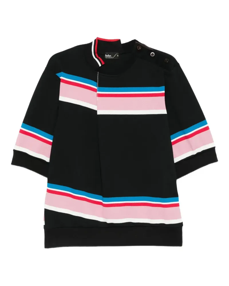 kolor striped T-shirt - Schwarz Schwarz