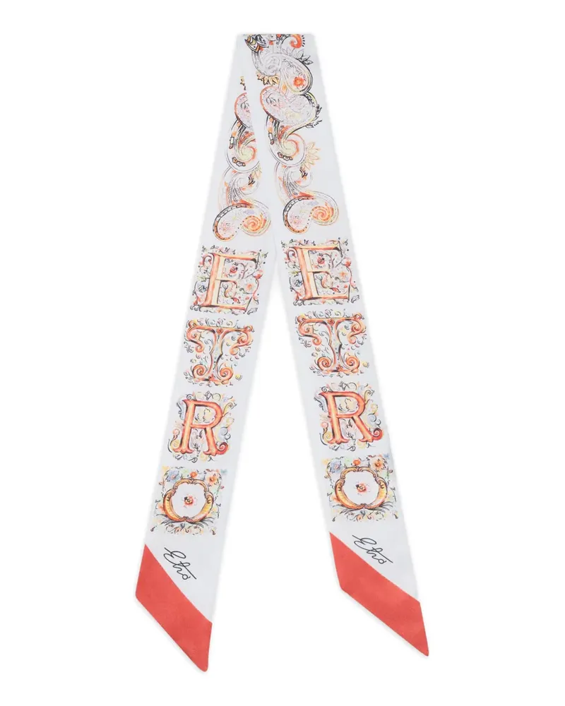 Etro logo paisley silk scarf - Weiß Weiß