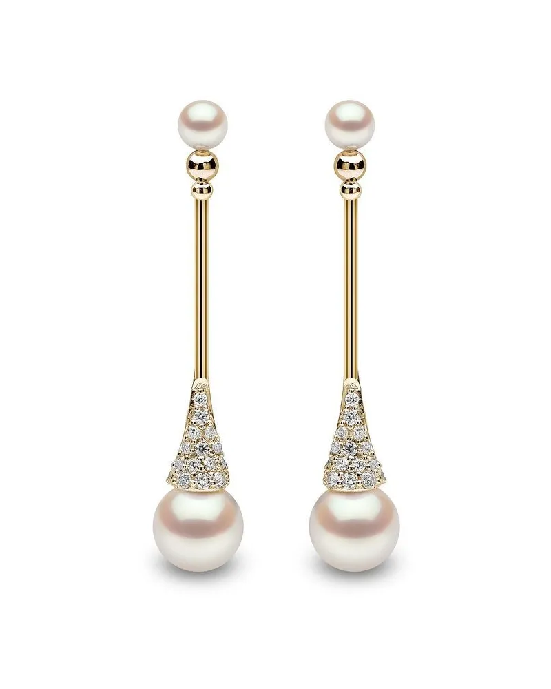 YOKO London 18kt Sleek Gelbgoldohrringe mit Akoya-Perlen und Diamanten Gold