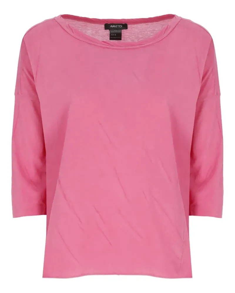 Avant Toi Rundhals-Top mit Dreiviertelärmeln - Rosa Rosa