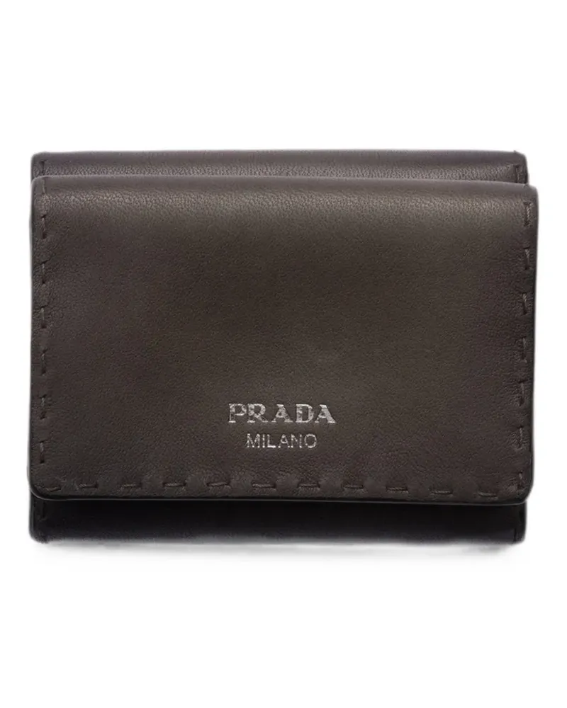 Prada Kleines Portemonnaie aus antikem Leder - Grau Grau