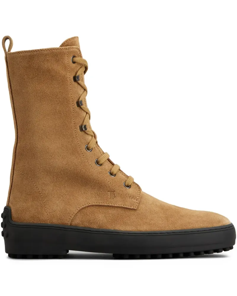 TOD'S Wildlederstiefel im Military-Look - Nude Nude