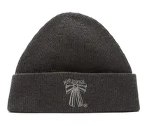 Beanie mit Schleifenstickerei - Grau