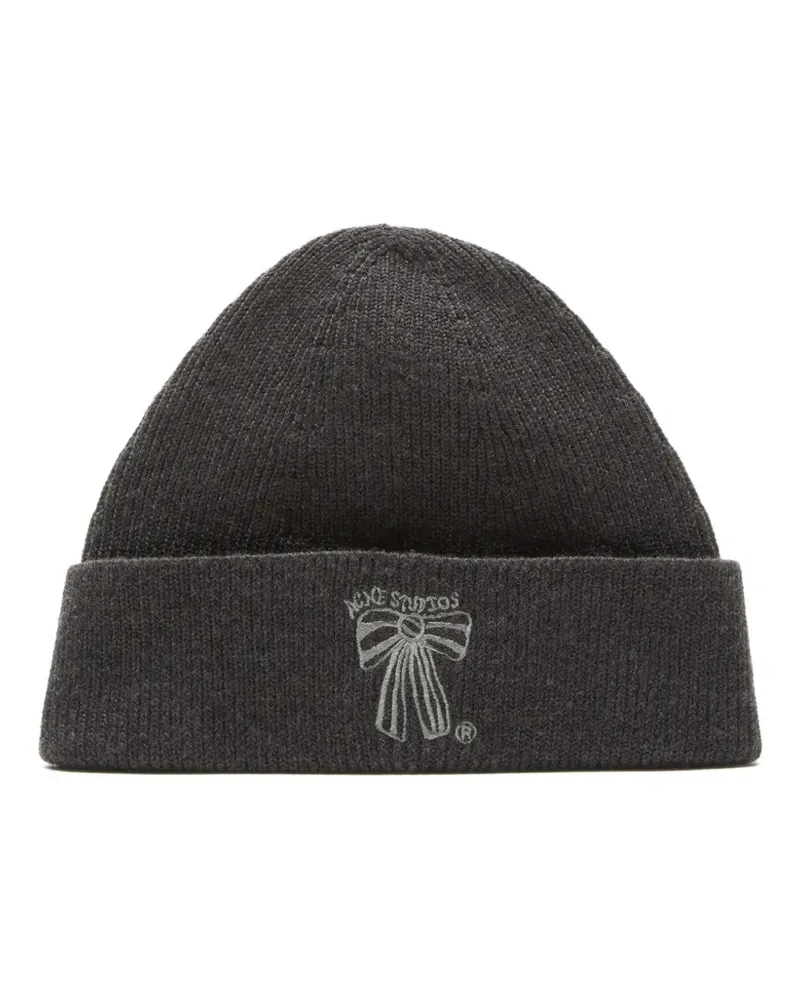 Acne Studios Beanie mit Schleifenstickerei - Grau Grau