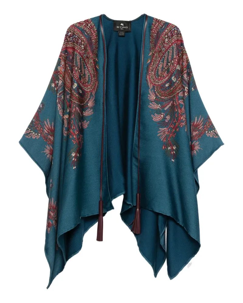 Etro Poncho mit Print - Blau Blau