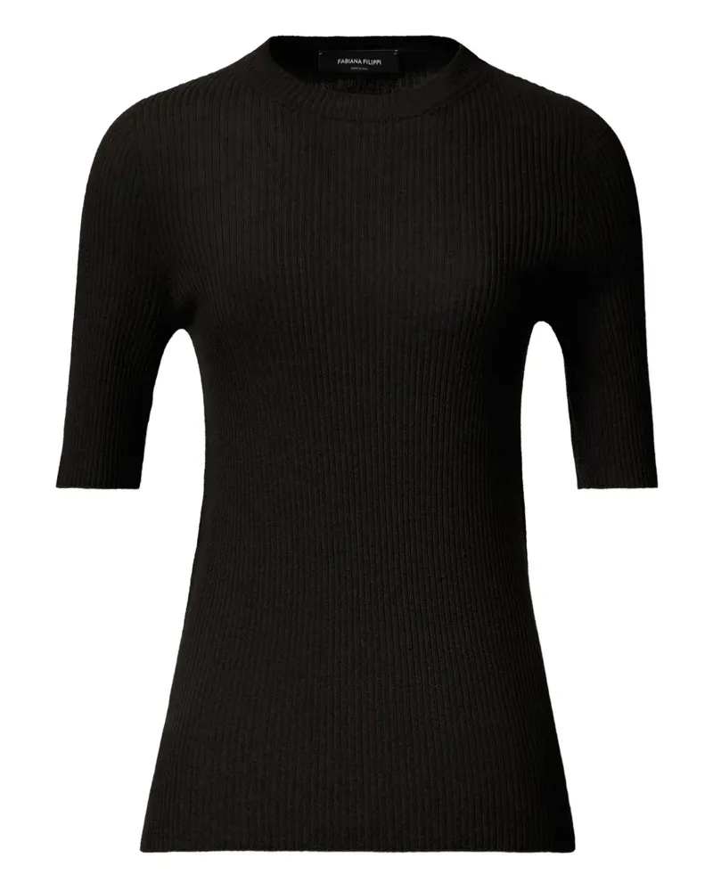 Fabiana Filippi Geripptes T-Shirt - Schwarz Schwarz