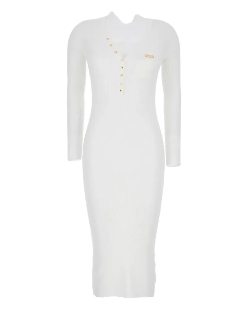 Elisabetta Franchi Geripptes Midikleid - Weiß Weiß