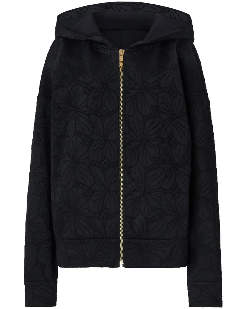 Genny Hoodie mit Jacquard-Blumenmuster - Schwarz Schwarz