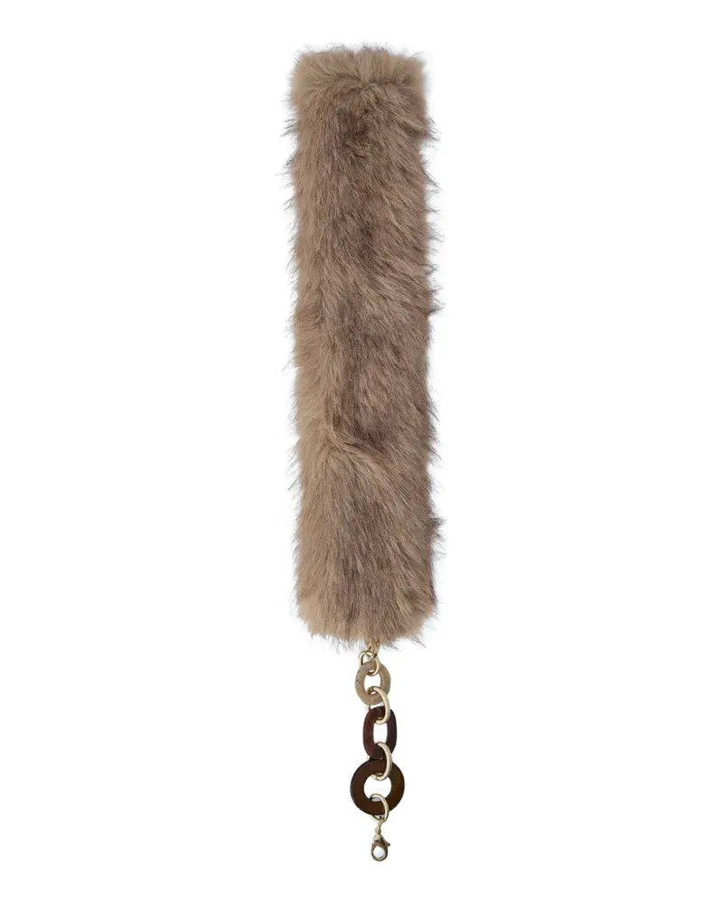 Max Mara Schal aus Faux Fur mit Kettengliedern - Nude Nude