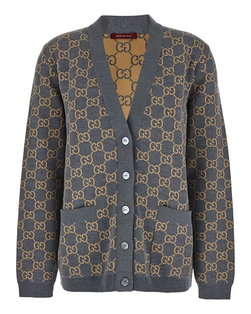 Gucci Geknöpfter Cardigan aus GG-Jacquard - Grau Grau