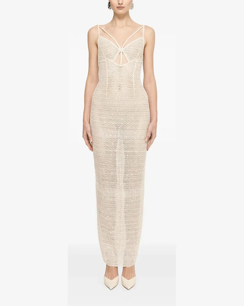 NISSA sequin-embellished mesh maxi dress - Weiß Weiß