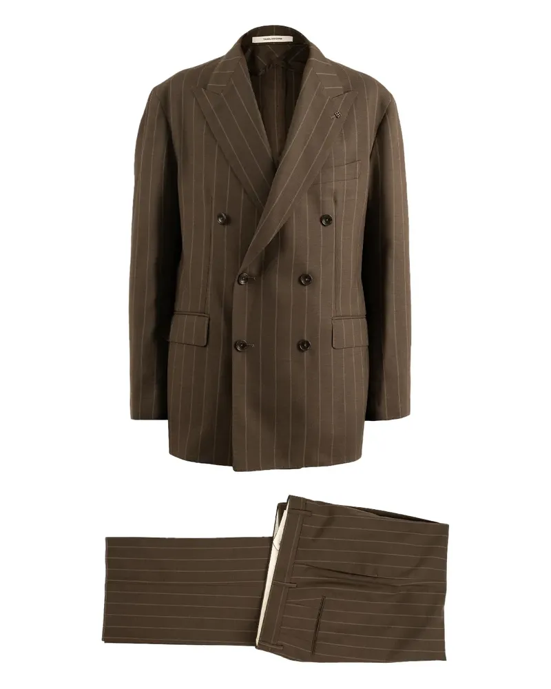 Tagliatore double-breasted striped-pattern jacket - Braun Braun