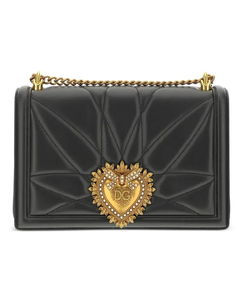 Dolce & Gabbana Große Devotion Schultertasche mit Steppung - Schwarz Schwarz