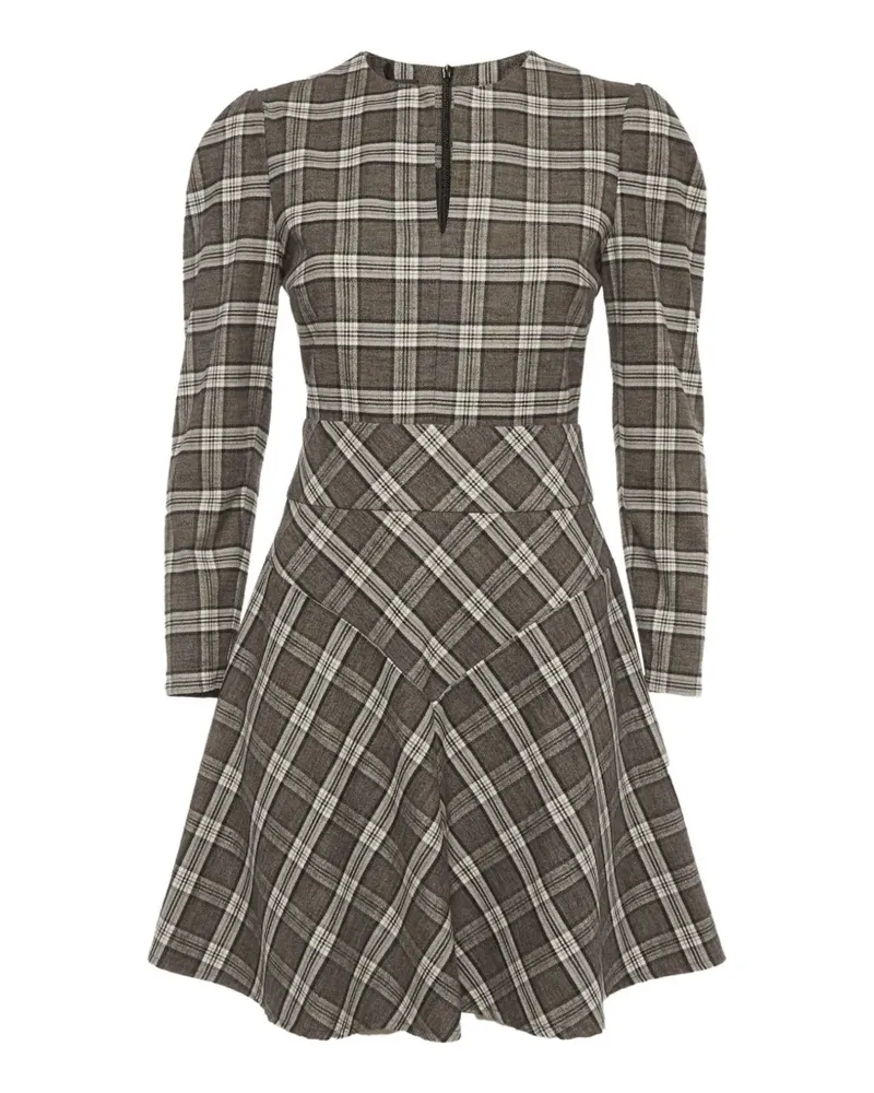 Maje Rity checked mini dress - Grau Grau