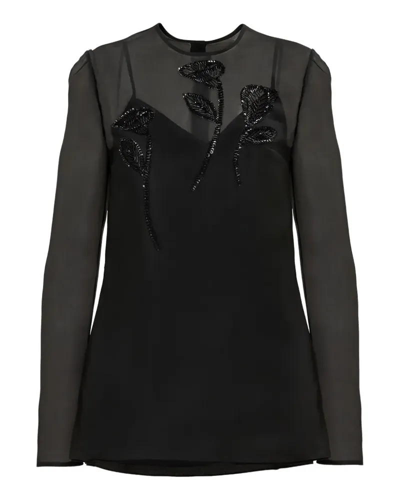 Carolina Herrera New York Bluse mit Blumenstickerei - Schwarz Schwarz