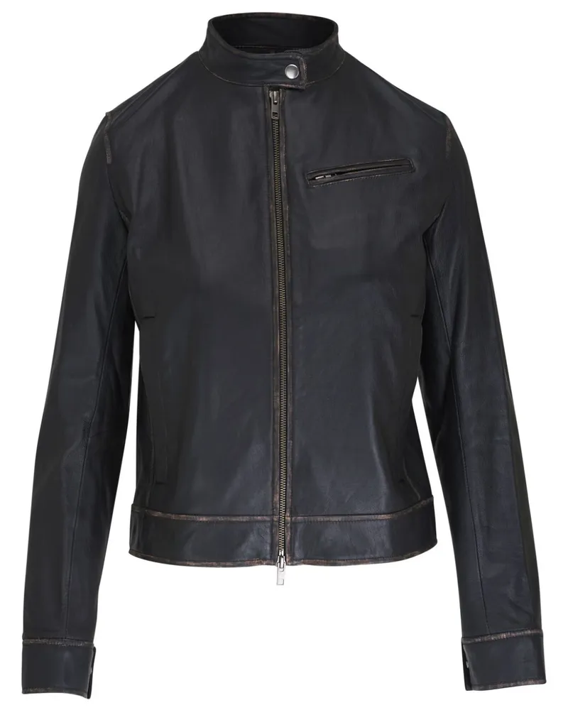 Vince Klassische Lederjacke - Schwarz Schwarz