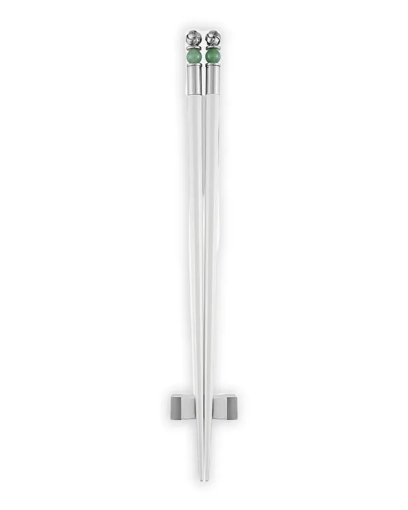 Shanghai Tang Jade Stäbchen mit Knoten - Weiß Weiß