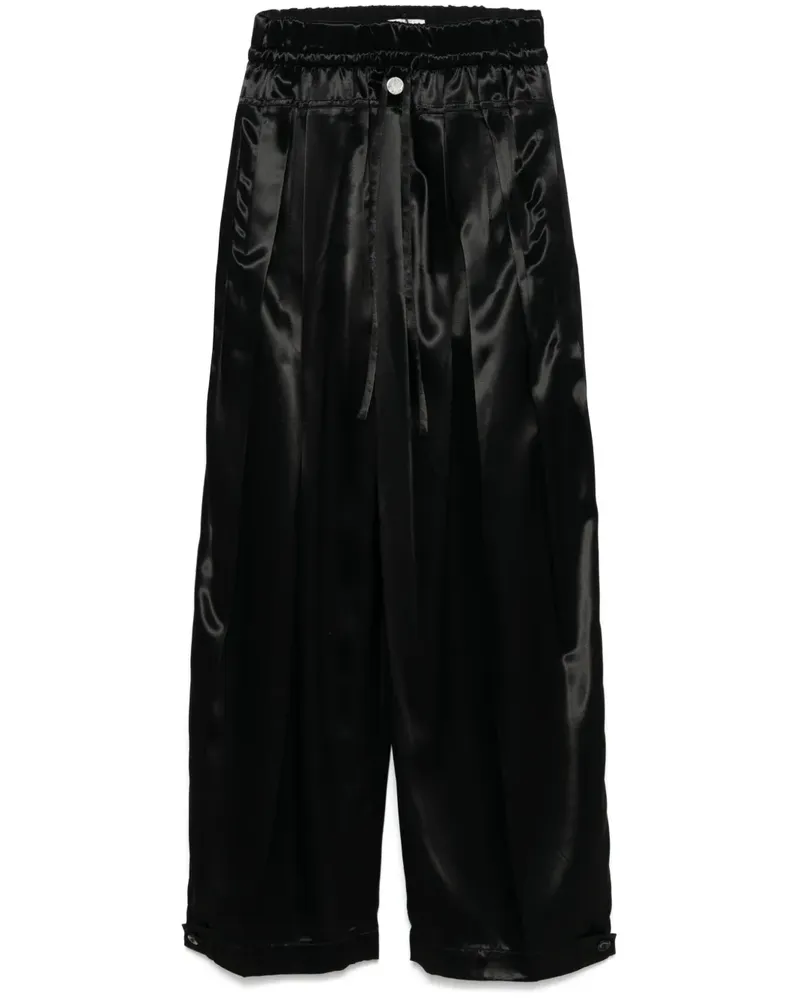 Jil Sander Palazzohose aus Satin - Schwarz Schwarz