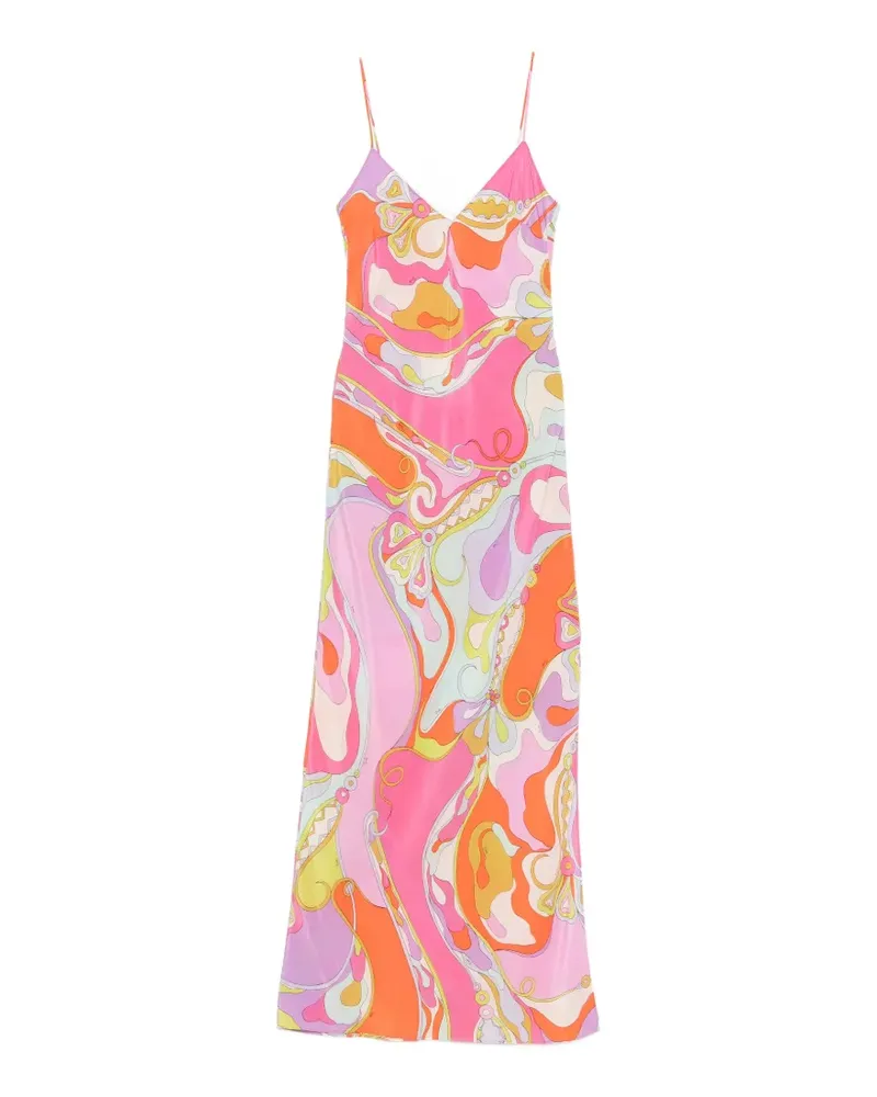 Emilio Pucci abstract-print V-neck maxi dress - Rosa Rosa
