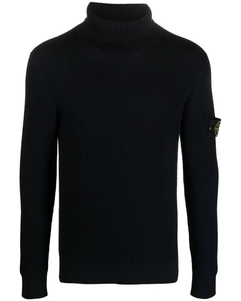 Stone Island Rollkragenpullover mit Kompass-Patch - Blau Blau