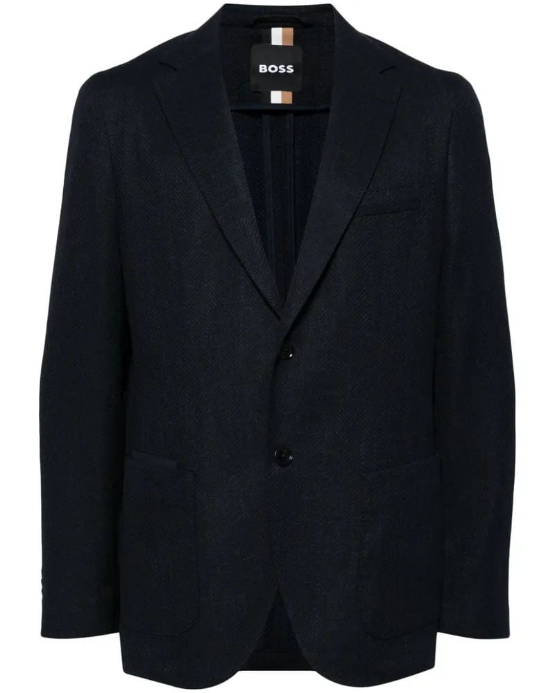 HUGO BOSS Blazer mit Fischgrätenmuster - Blau Blau