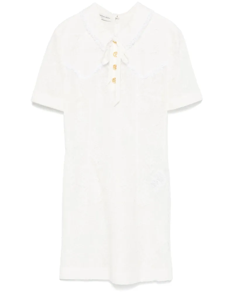 Alessandra Rich Spitzen-Minikleid mit Schleife - 822 - WHITE 822
