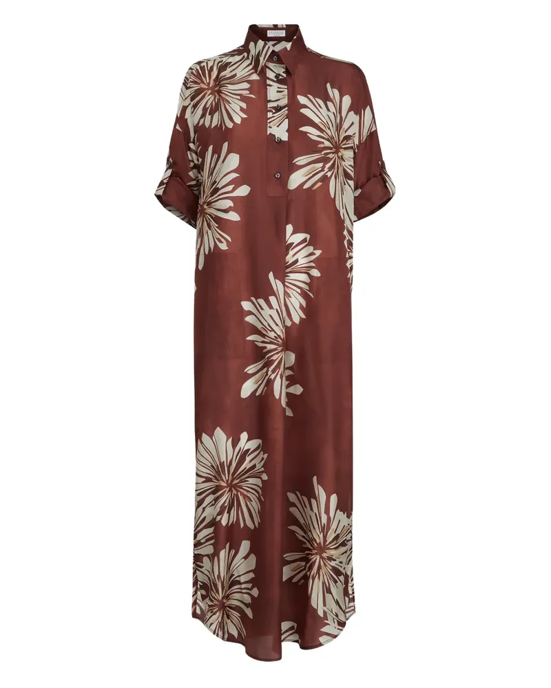Brunello Cucinelli Monili-Maxikleid mit Bloom-Print - Braun Braun
