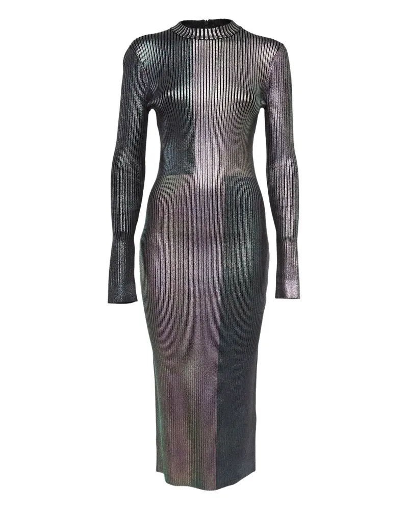 Christopher Kane Geripptes Midikleid - Grau Grau