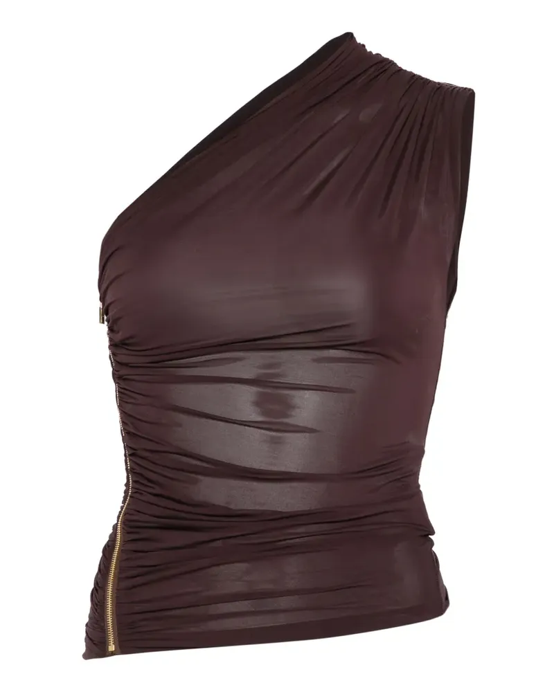 Elisabetta Franchi one-shoulder zip top - Braun Braun