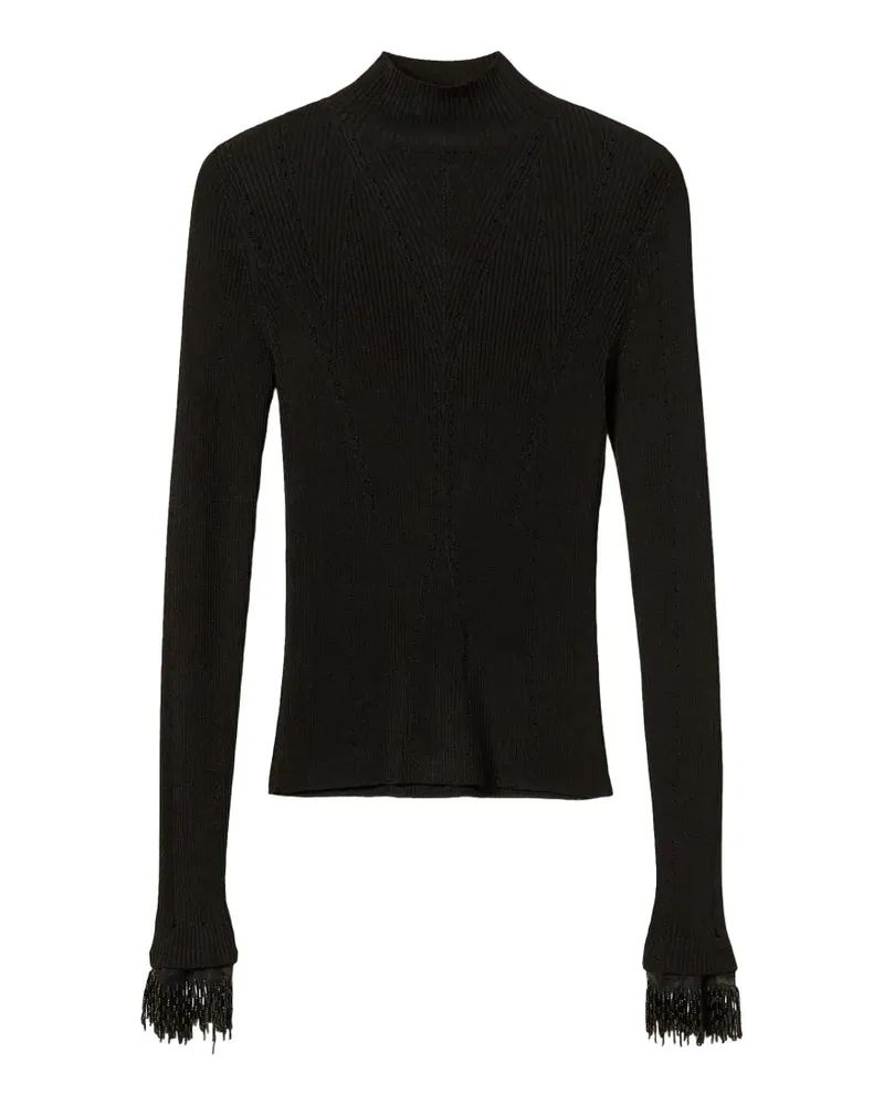 Twin-Set Rollkragenpullover mit Stickerei - Schwarz Schwarz
