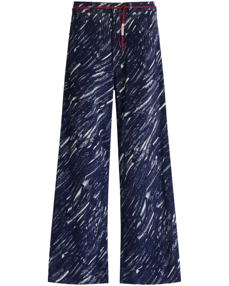 Marni Wide-Leg-Jeans mit abstraktem Muster - Blau Blau