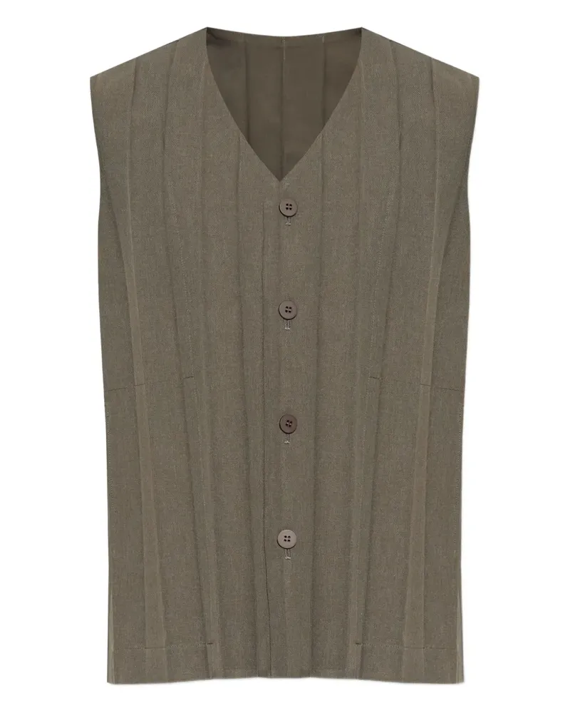 Issey Miyake button pleated vest - Grün Grün