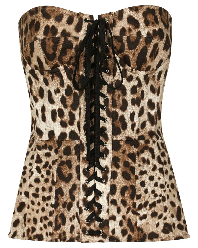 Dolce & Gabbana Corsage mit Leoparden-Print - Braun Braun