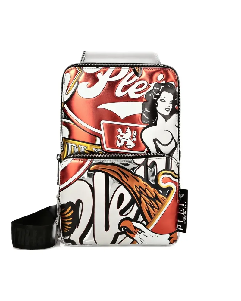 Philipp Plein Schultertasche mit Prägung - Silber Silber