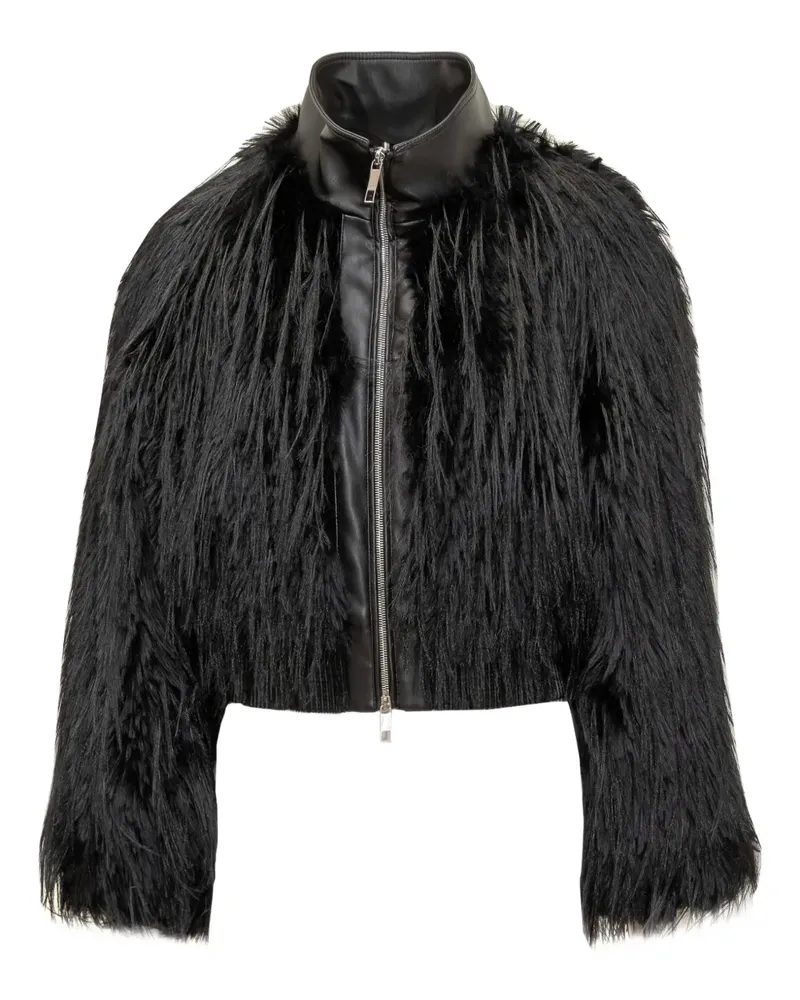 HUGO BOSS furry-detailed jacket - Schwarz Schwarz